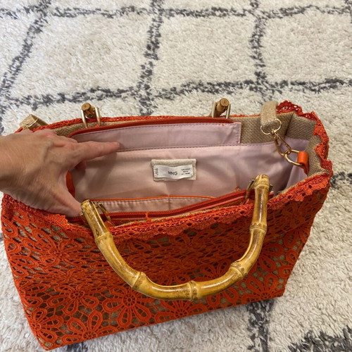Guess handbag with bamboo handle new, orange