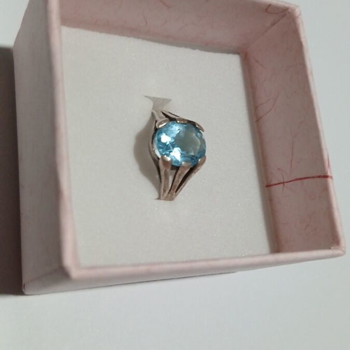 Silver ring 925 with natural blue topaz stone like new