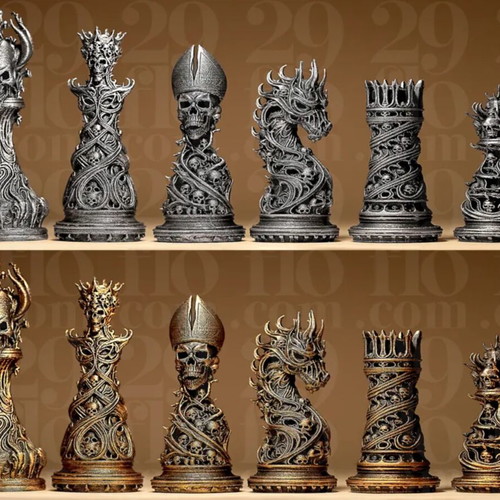 Gothic Style Chess Set new