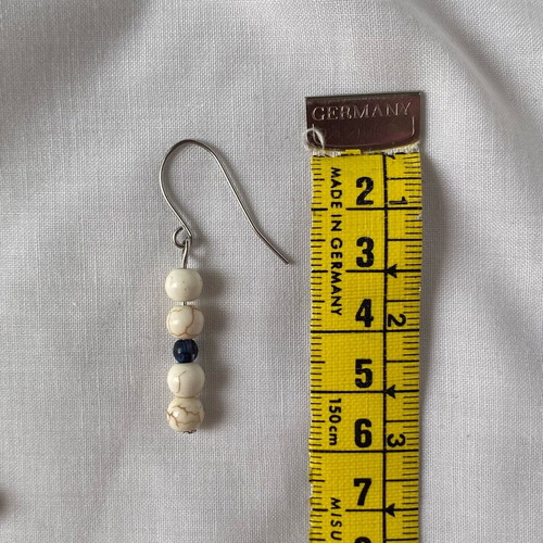Handmade earrings with howlite and blue tiger beads made to order