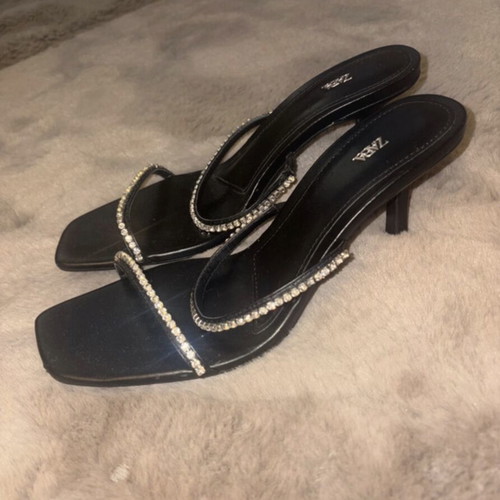 Zara black embellished mules size 39 like new