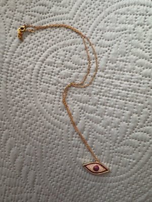 Fobizou necklace like new with eye and gold, purple details