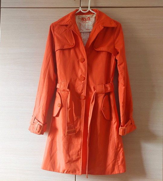 BSB Υπέροχη γυναικεία καμπαρντίνα πορτοκαλί size Small  / Vintage