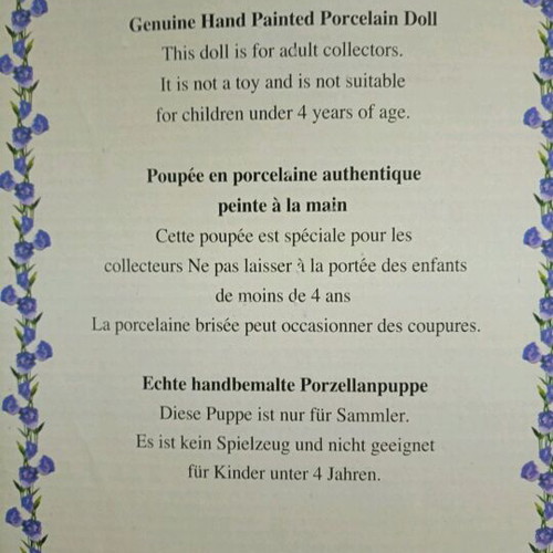 Porcelain doll 50cm new