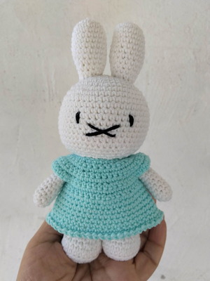 Handmade amigurumi Miffy new with knitted dress