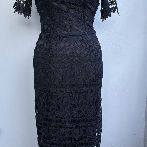 Missguided vintage dress with lace navy blue size small new