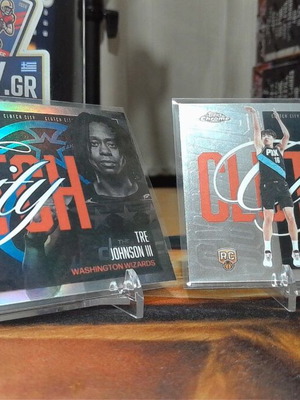2025-26 Topps Chrome Clutch City Rookie Cards Lot - Tre Johnson III Refractor & Yang Hansen Base