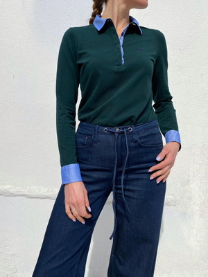 Polo long sleeve Herringbone Sydney like new, size S, green