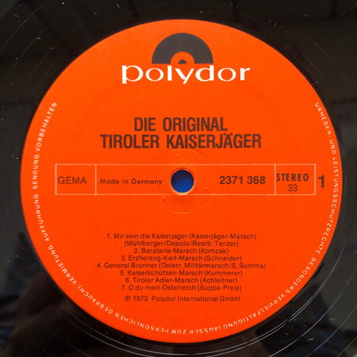 Die Original Tiroler Kaiserjäger record used, classical