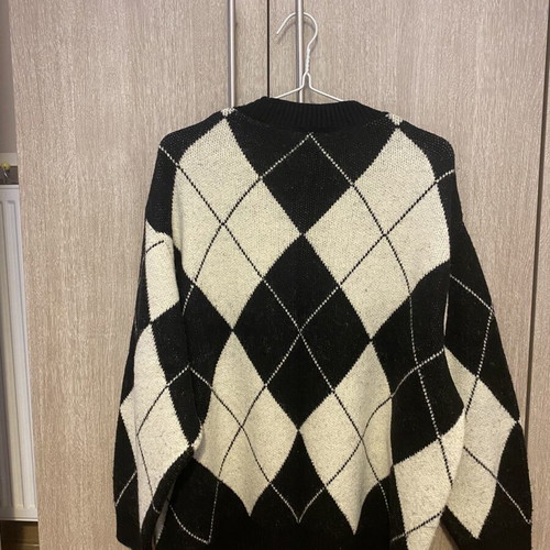 Pull & Bear oversized knit sweater with argyle pattern