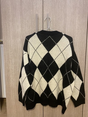 Pull & Bear oversized knit sweater with argyle pattern