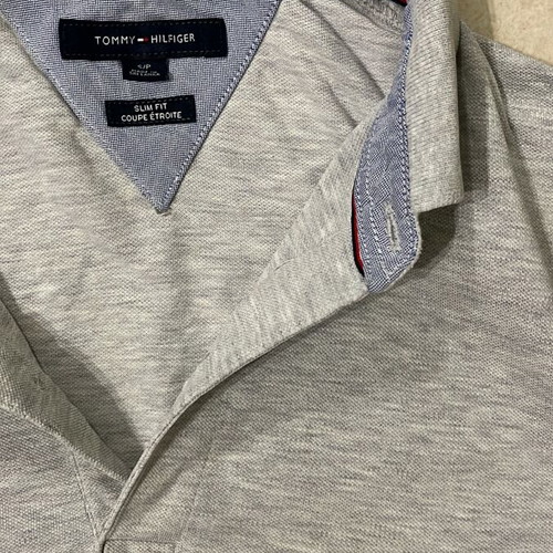 Tommy Hilfiger Slim Fit Polo Shirt Grey Melange Size S like new