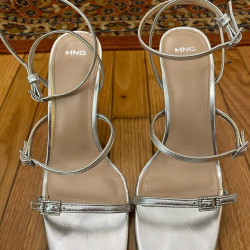 Mango silver heels like new, size 38, sandals