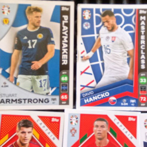 Match Attax Euro24 cards like new, 9 pieces with double Alvaro Morata