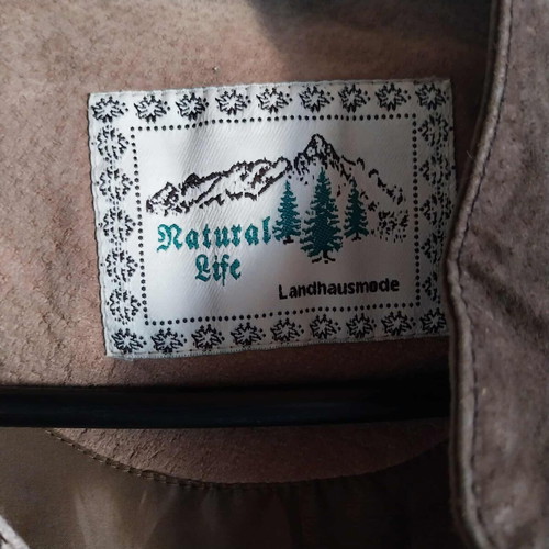 Vintage men's dirndl jacket Natural Life, suede and linen, size 54