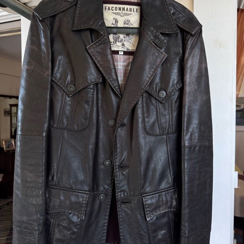 Faconnable leather jacket medium like new, black and brown