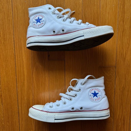 Converse white leather women's shoes used, size 37