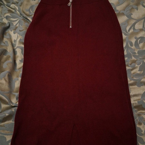 Knitted midi skirt new, elastic, brown and red, size M-L