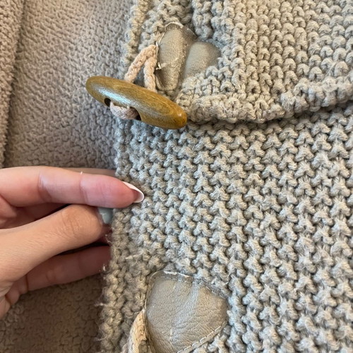 Bershka knitted cardigan with fleece lining and hood, size S, beige