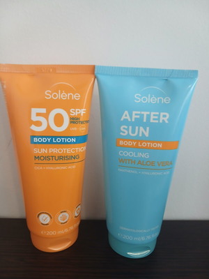 Solene Sunscreen SPF 50 and After Sun Lotion with Aloe Vera new