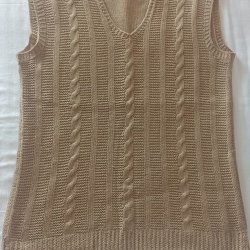 Handmade wool sweater vest in beige nude, lightly used