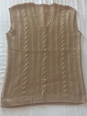 Handmade wool sweater vest in beige nude, lightly used