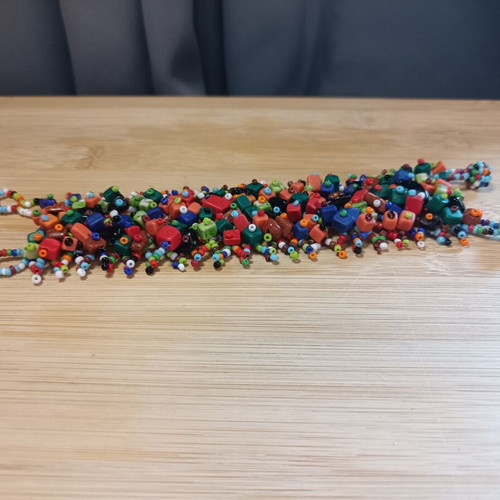 Wide bracelet with multicolored beads
