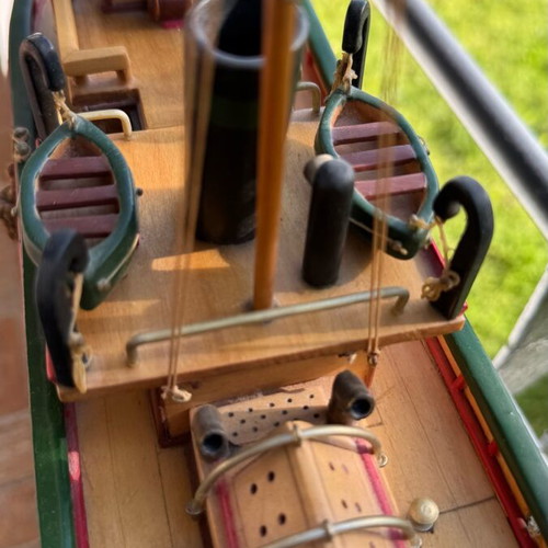 Wooden ship handmade like new from solid limba wood