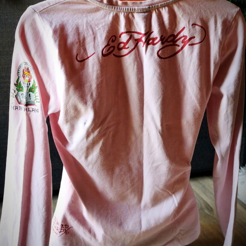 Ed Hardy long-sleeve top with rhinestones, like new, XXL slim fit