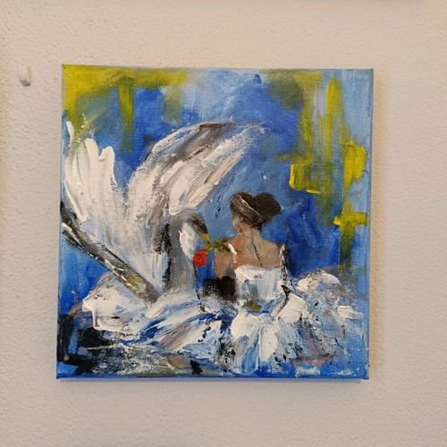 Handmade canvas new with acrylic paste 20×20cm