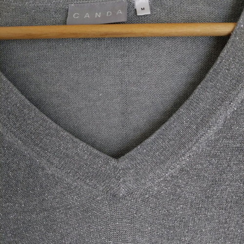 Canda women's blouse new, grey with silver thread