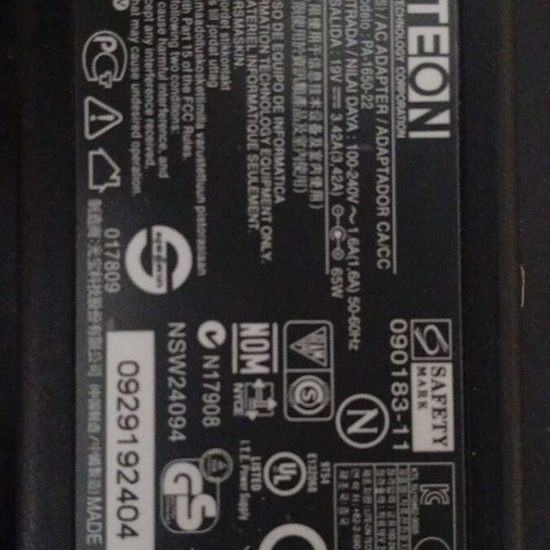 Liteon laptop power supply 19V 3.42A 65W used