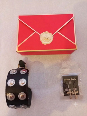 Cross Earrings and Studded Bracelet Set new, black and silver