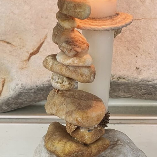 Stone and Candle decorative natural materials art new