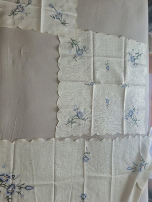 Handmade linen set with cross-stitch, like new condition