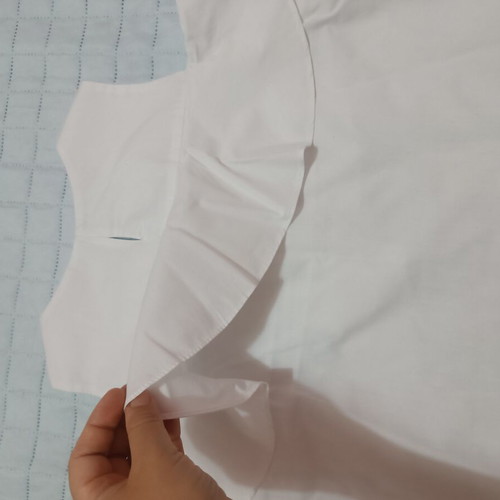 Zara Girls white blouse with open shoulders, used, age 11–12