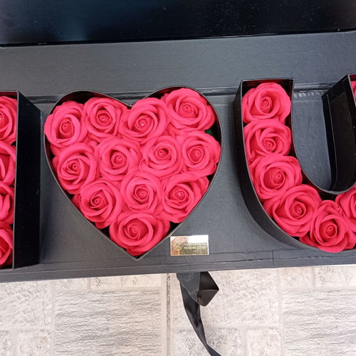 Set of hearts with roses and teddy bear like new