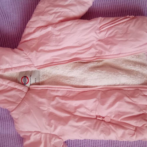 Joyce pink jacket with embossed hearts, age 5
