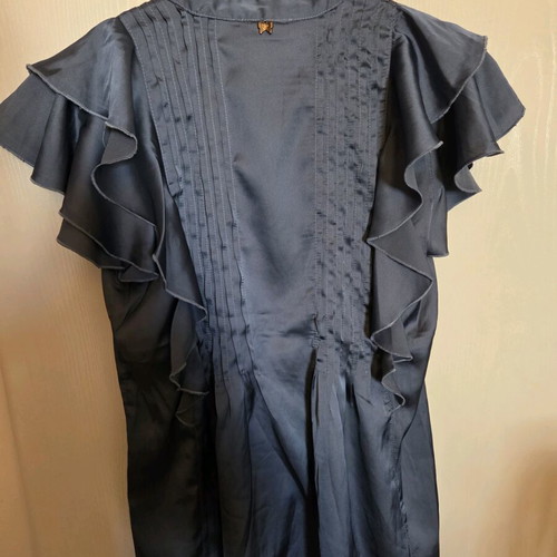 Regalinas blue satin blouse like new, small