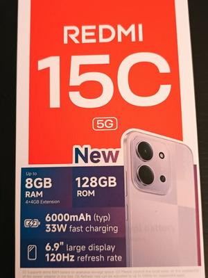 Xiaomi Redmi 15C 5G 128GB Black with charger and wireless earbuds gift