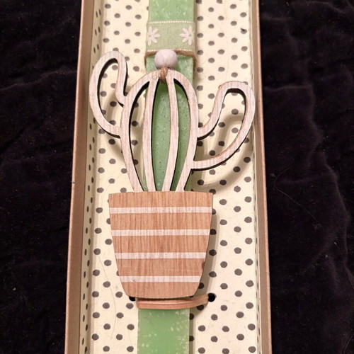 Easter candles with wooden cactus new, two designs