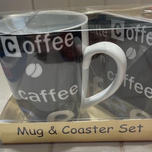 Coffee mug with coaster set porcelain new