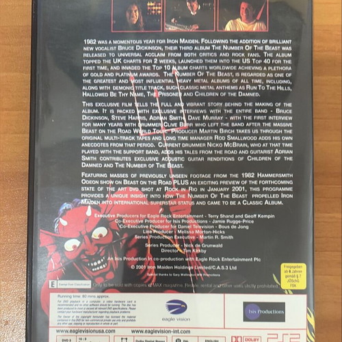 Iron Maiden Classic Albums The Number Of The Beast DVD like new, metal