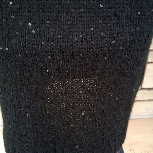 Black knitted mini dress like new with cable knit collar and sequins