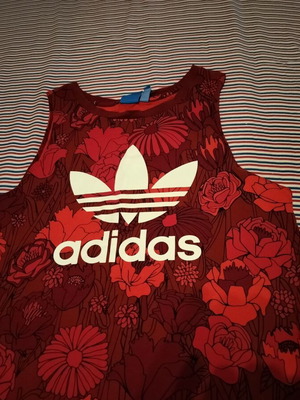 Adidas Originals oversized τοπ, κόκκινο, βαμβακερό, μέγεθος 40