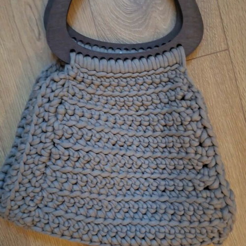 Handmade knitted women's handbag gray, new