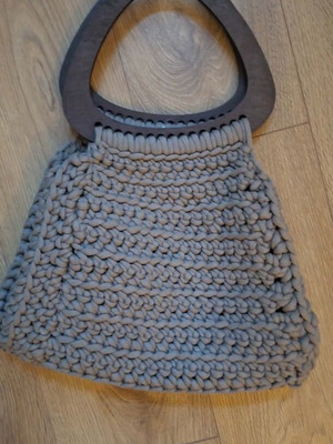 Handmade knitted women's handbag gray, new