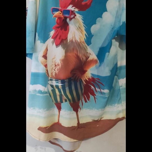 Summer shirt with rooster print XXL