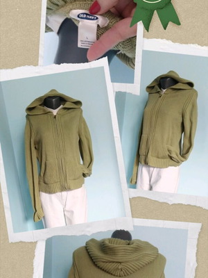 Green cotton hoodie cardigan with zipper Old Navy by Gap like new