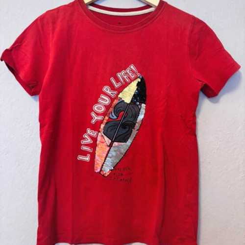 T-shirt No12 like new, Hashtag, red, short sleeve for 12 years old